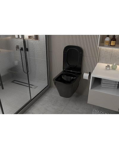 Унитаз Abber Rechteck AC1200MB подвесной Черный матовый с сиденьем Микролифт