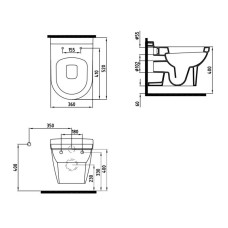 Подвесной безободковый унитаз с функцией биде с сиденьем микролифт Bien Organic OGKA052N1VP1W3000