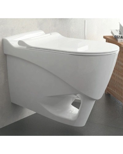 Подвесной безободковый унитаз с функцией биде с сиденьем микролифт Bien Organic OGKA052N1VP1W3000