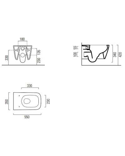 Унитаз GSI Nubes 961511 подвесной без сиденья