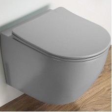 Унитаз CeramaLux 2197MH подвесной Светло-серый матовый с сиденьем Микролифт
