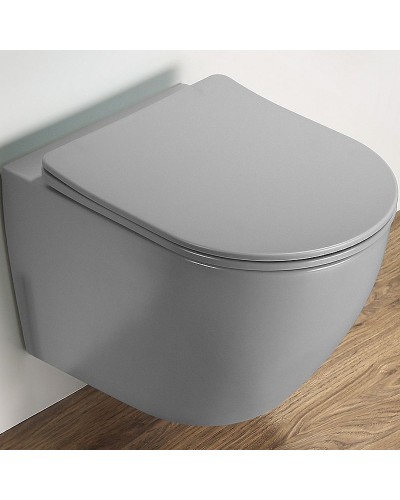 Унитаз CeramaLux 2197MH подвесной Светло-серый матовый с сиденьем Микролифт