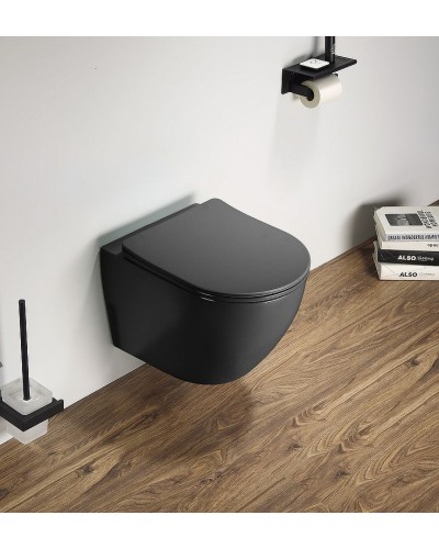 Унитаз CeramaLux 2197MDH подвесной Серый матовый с сиденьем Микролифт