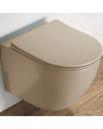 Унитаз CeramaLux 2197MC подвесной Капучино матовый с сиденьем Микролифт