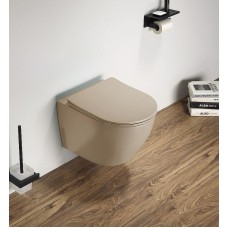 Унитаз CeramaLux 2197MC подвесной Капучино матовый с сиденьем Микролифт