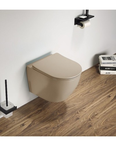 Унитаз CeramaLux 2197MC подвесной Капучино матовый с сиденьем Микролифт