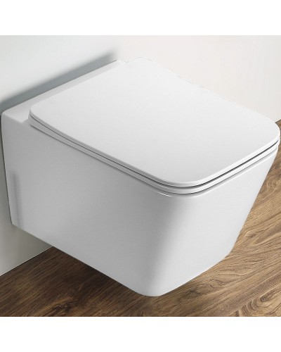 Унитаз CeramaLux 5170MW подвесной Белый матовый с сиденьем Микролифт