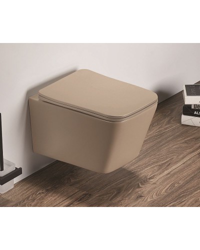 Унитаз CeramaLux 5170MC подвесной Капучино матовый с сиденьем Микролифт