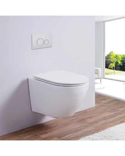 Унитаз CeramaLux 2197MW подвесной Белый матовый с сиденьем Микролифт