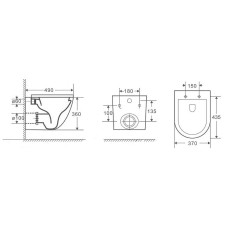 Унитаз CeramaLux 2197B-18 подвесной Черный глянцевый с сиденьем Микролифт