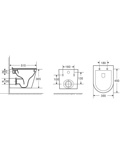 Унитаз Grossman GR-4478SQ подвесной Белый с сиденьем Микролифт
