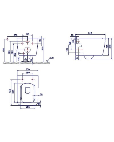 Унитаз Boheme Zen 967-B подвесной Черный матовый без сиденья