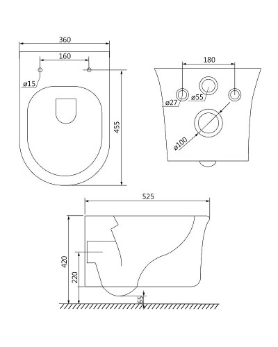 Унитаз Iddis Sena SENRDSEi25 подвесной с сиденьем Микролифт