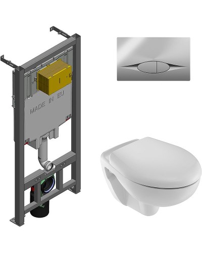 Комплект унитаза с инсталляцией Jacob Delafon Brive E21733RU-00 с сиденьем Микролифт и клавишей смыва Хром