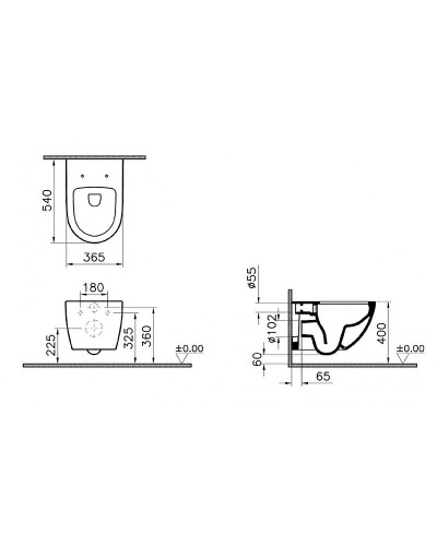 Унитаз Vitra Sento Rim-ex 7748B083-0101 подвесной Черный матовый без сиденья
