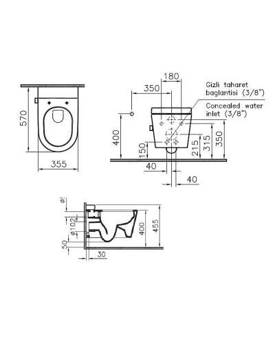 Унитаз биде Vitra Nest 5176B003-6233 подвесной с сиденьем Микролифт