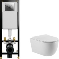 Комплект унитаза Vincea Evo Rimless VT1-34S с инсталляцией Cersanit Black 35 S-IN-BLACK-Cg-w с сиденьем Микролифт и клавишей смыва Хром