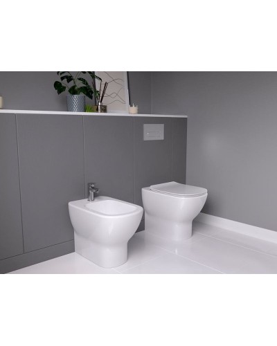 Комплект унитаза с инсталляцией Ideal Standard Tesi Rimless TT00003/115JG с сиденьем Микролифт и клавишей смыва Хром матовый