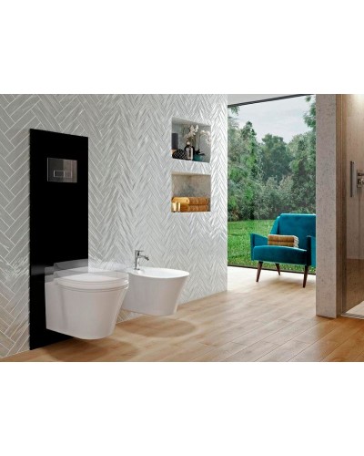 Комплект унитаза с инсталляцией Ideal Standard Tesi Rimless TT00003/121AA с сиденьем Микролифт и клавишей смыва Хром