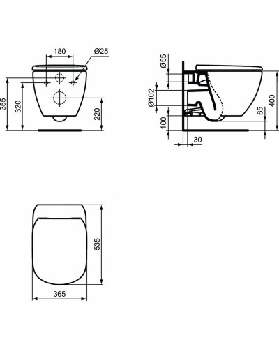 Комплект унитаза с инсталляцией Ideal Standard Tesi Aqua Blade TT00002/121AC с сиденьем Микролифт и Белой клавишей смыва