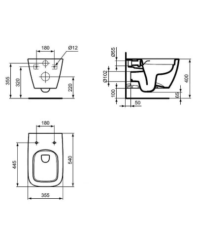 Комплект унитазов Ideal Standard Tesi TT00004 с сиденьем Микролифт