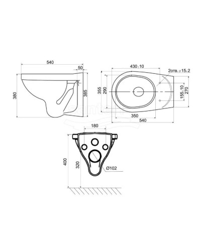 Подвесной унитаз с сиденьем микролифт Santeri Alpha 1.3256.4.S00.00B.0