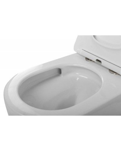 Унитаз подвесной безободковый со смывом Торнадо с сиденьем дюропласт soft close CEZARES STREAM CZR-2426-TH-TOR/SC