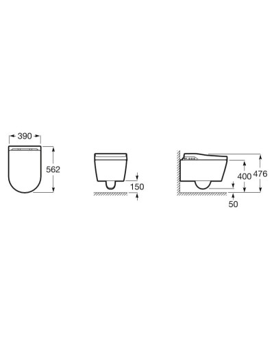 Подвесной безободковый унитаз с функцией биде Roca Inspira In-Wash 803060001