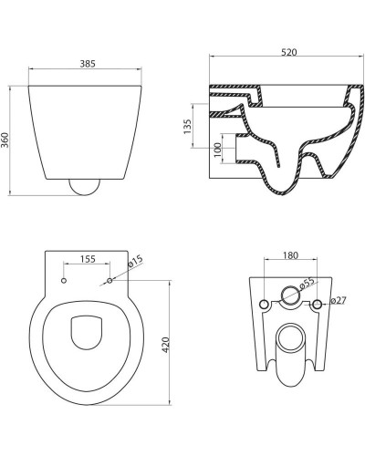 Подвесной унитаз BelBagno Sabrina BB122CH