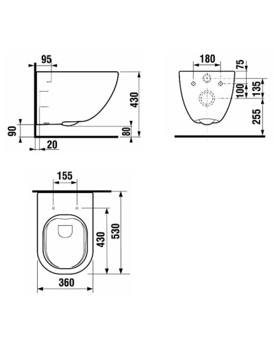 Подвесной безободковый унитаз с сиденьем микролифт Laufen Basal 8.66E1.0.000.000.1