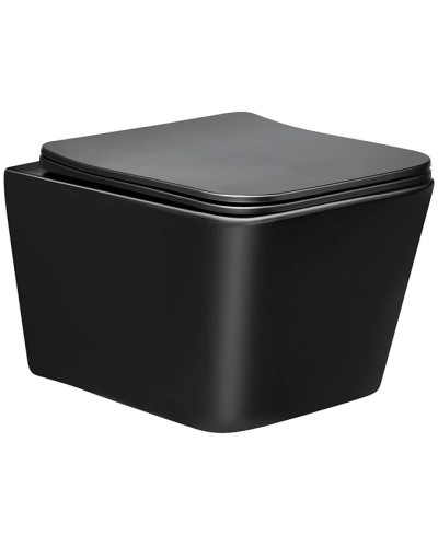 Унитаз подвесной Vincea Q-Line VT1-12MB безободковый, с сиденьем микролифт, черный матовый