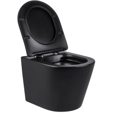 Унитаз подвесной Vincea Piatti VT1-11MB безободковый, с сиденьем микролифт, черный матовый