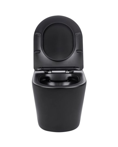 Унитаз подвесной Vincea Piatti VT1-11MB безободковый, с сиденьем микролифт, черный матовый