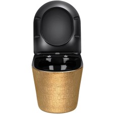 Унитаз подвесной Vincea Piatti VT1-11G1B безободковый, с сиденьем микролифт, золотой/черный глянец