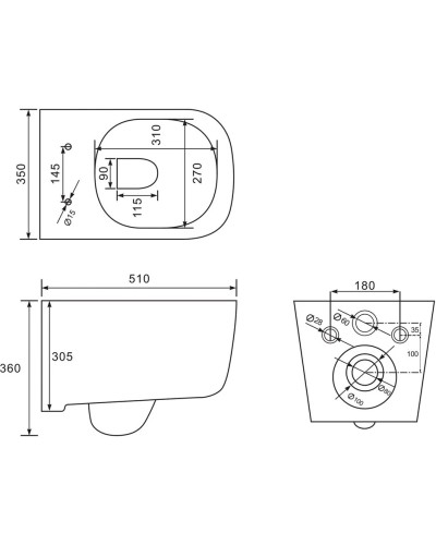 Унитаз подвесной Vincea Core VT1-28 безободковый, с сиденьем микролифт, белый