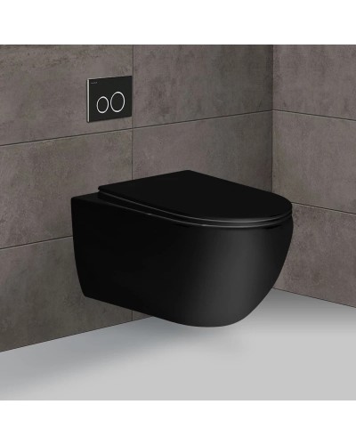 Унитаз подвесной Vincea Evo VT1-34MB безободковый, с сиденьем микролифт, черный матовый