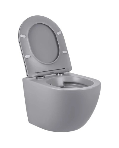 Унитаз подвесной Vincea Globo VT1-14SMG безободковый, с сиденьем микролифт, серый матовый
