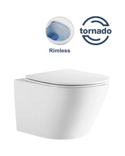 Унитаз подвесной Vincea One VT1-29 безободковый, торнадо, с сиденьем микролифт, белый