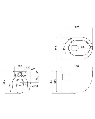 Подвесной безободковый унитаз с сиденьем микролифт Cezares Eco CZR-526-TH-R/2040SC