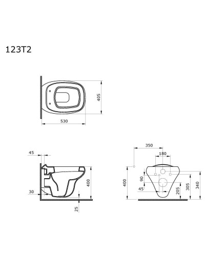 Подвесной безободковый унитаз с сиденьем микролифт Ambassador Diamond 123T20201R-122T20201