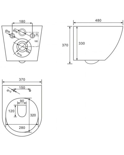 Подвесной безободковый унитаз с сиденьем микролифт Abber Bequem AC1100MBB
