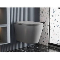 Подвесной безободковый унитаз с сиденьем микролифт Abber Bequem AC1102MG