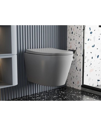 Подвесной безободковый унитаз с сиденьем микролифт Abber Bequem AC1102MG