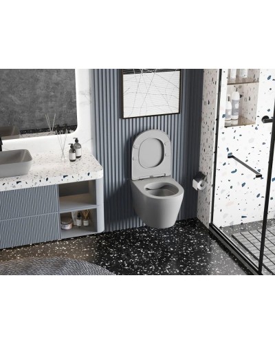 Подвесной безободковый унитаз с сиденьем микролифт Abber Bequem AC1102MG