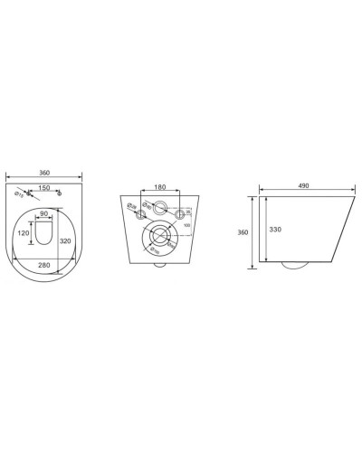 Подвесной безободковый унитаз с сиденьем микролифт Abber Bequem AC1102MG