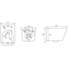 Подвесной безободковый унитаз с сиденьем микролифт Abber Rechteck AC1201MB