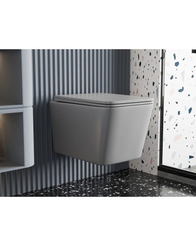 Подвесной безободковый унитаз с сиденьем микролифт Abber Rechteck AC1201MG