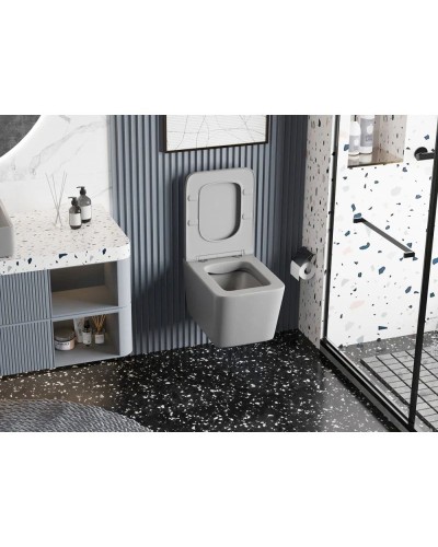 Подвесной безободковый унитаз с сиденьем микролифт Abber Rechteck AC1201MG