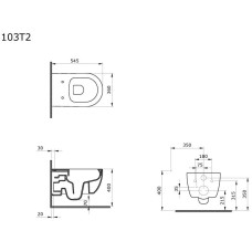 Подвесной безободковый унитаз с сиденьем микролифт Ambassador Abner 103T20401R-102T20401S