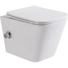 Подвесной безободковый унитаз с функцией биде с сиденьем микролифт BelBagno Due BB3103CHR-BS/SC